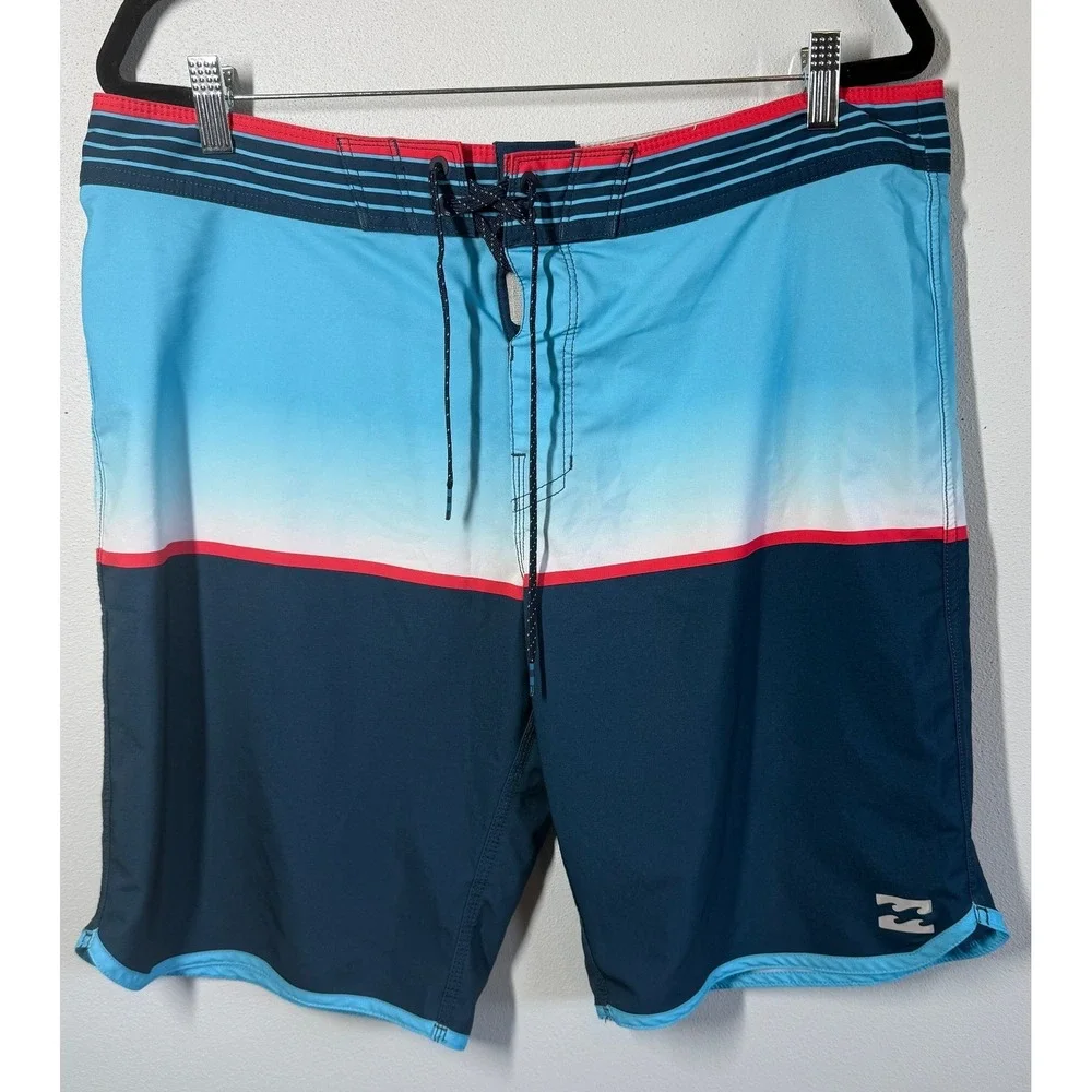 Billabong Mens Board Shorts 36 Blue Platinum X Fifty50 Ombre Stripe Surfing Vaca